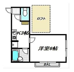 テラス今川A 1Kの間取図画像
