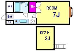 ハイムモリス 1Kの間取図画像