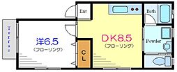 コーポツガ 1LDKの間取図画像