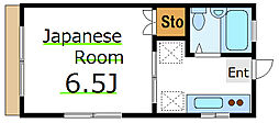 第六佐々木ハイツ 1Kの間取図画像