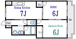 グランドール船堀 2DKの間取図画像