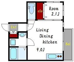 シルフィード 1LDKの間取図画像