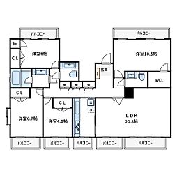 グランドコート 5階4LDKの間取り