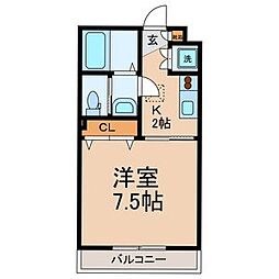 セゾンアムール 1Kの間取図画像