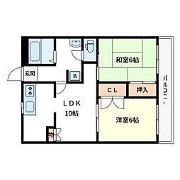 銀河ハイツ 2LDKの間取図画像