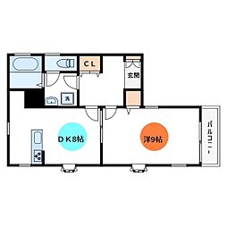 ウッドベル 1LDKの間取図画像