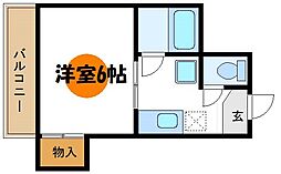 コーポ秀 1Kの間取図画像