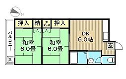 コーポマロン 2DKの間取図画像