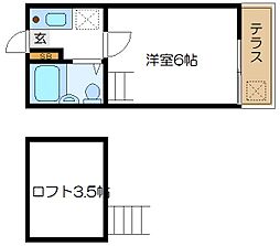 ニイナコーポ 1Kの間取図画像