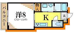 マルツコーポ 1Kの間取図画像
