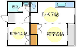 道ヶ島レジデンス 2DKの間取図画像