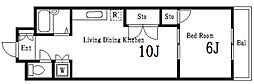 クレセントハウス 1LDKの間取図画像
