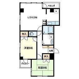 富士ビル 2LDKの間取図画像