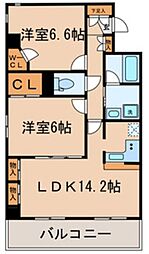 カーサ・ドルチェ 2LDKの間取図画像