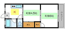 天王マンション 2Kの間取図画像