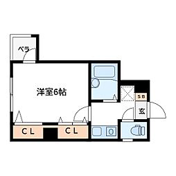 伸栄ビル 1Kの間取図画像