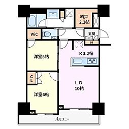 プラウドタワー小岩フロント 31階 2LDKの間取図画像