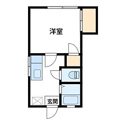 松木荘 1Kの間取図画像