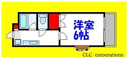 第6コーポマキ 1Kの間取図画像