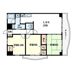 グロリア壹番館 3LDKの間取図画像