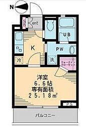 セレリーオ・ニッコー 1Kの間取図画像