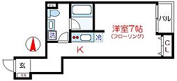 ブランミュール ワンルームの間取図画像