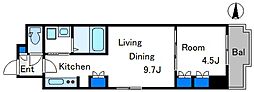 JUTOWERFRONT千石 1LDKの間取図画像