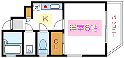 レイパレス 1Kの間取図画像