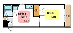 伊藤ビル 1DKの間取図画像