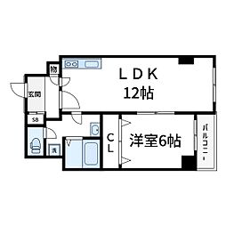 古市第三ビル 6階1LDKの間取り