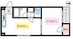 フラットアマハ 1DKの間取図画像