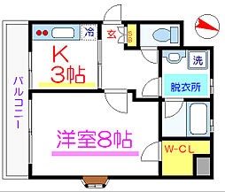 五番館 1Kの間取図画像