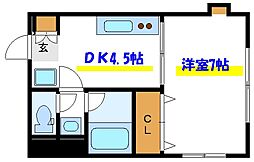 サンロイヤル 1Kの間取図画像