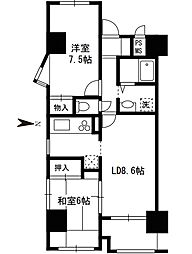 サンハイム清水 2LDKの間取図画像