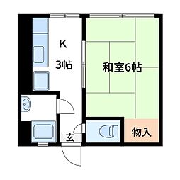 ヴィラアキモト 1Kの間取図画像