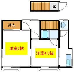 千草荘 2Kの間取図画像