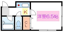 CaSa白河 1Kの間取図画像