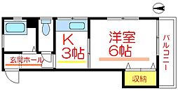 AdvanceCityキンシチョウ 1Kの間取図画像