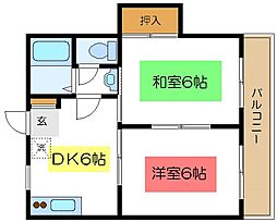 エミール三田 2DKの間取図画像