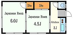 幸泉荘 2Kの間取図画像