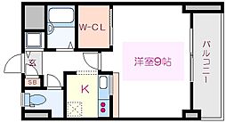 レニエ・ラ・ヴェルトゥ 1Kの間取図画像