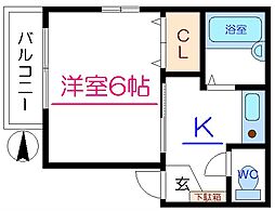 DANハイツ 1Kの間取図画像