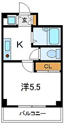レイパレス 1Kの間取図画像