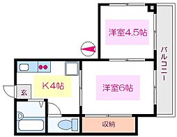 パークサイド関口 2Kの間取図画像
