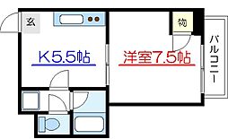 北斗スターマンション亀戸 7階1DKの間取り