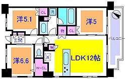 パークホームズ町屋 3LDKの間取図画像