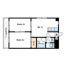 ラ.ブランシュ 2DKの間取図画像