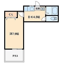 フラッツ・エヌ 1DKの間取図画像