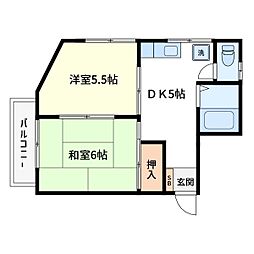 ブルーウッド保塚8 2DKの間取図画像