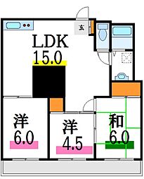 タウンハイツ亀有2号棟 3LDKの間取図画像